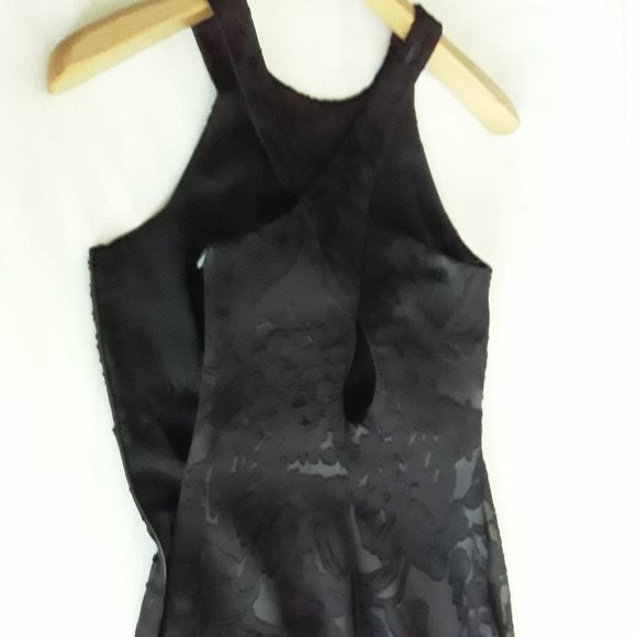 ⭐Laundry by Shelli Segal sheer black floral overlay dress midi/tea length 2Pet - Picture 11 of 15